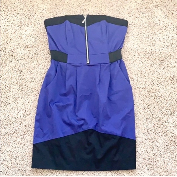 H&M Shoulderless Mini Blue Black Dress Bodycon - Picture 9 of 10